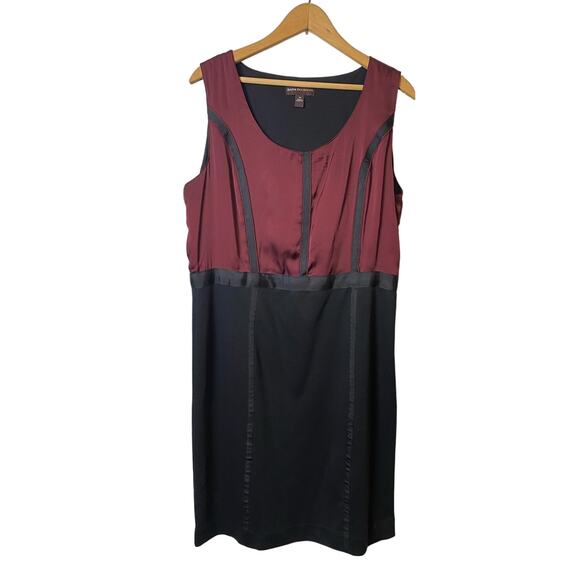 Dana Buchman Maroon and Black Sleeveless Round Neck Sheath Dress Size 14 - Picture 1 of 7